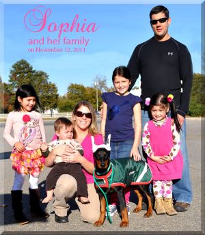 Sophia on her first day with her new family